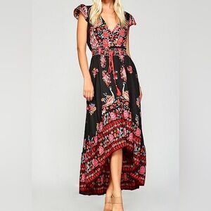 R Vivimos Floral High-Low Maxi Dress 8/10
